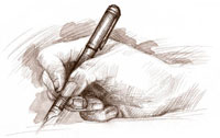 afbeelding van een schrijvende hand